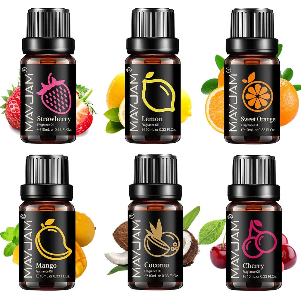 MAYJAM 10ML Fragola Anguria Mango Cocco Ciliegia Frutta Olio Fragranza Per Umidificatore Candela Sapone Fare