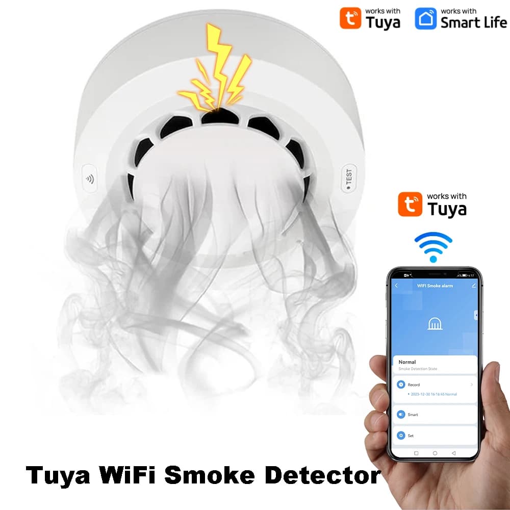 Smoke detector WiFi Alarm Fire protection Smoke sensor Tuya Smoke house Combination Fire alarm Home security system Fire alarm