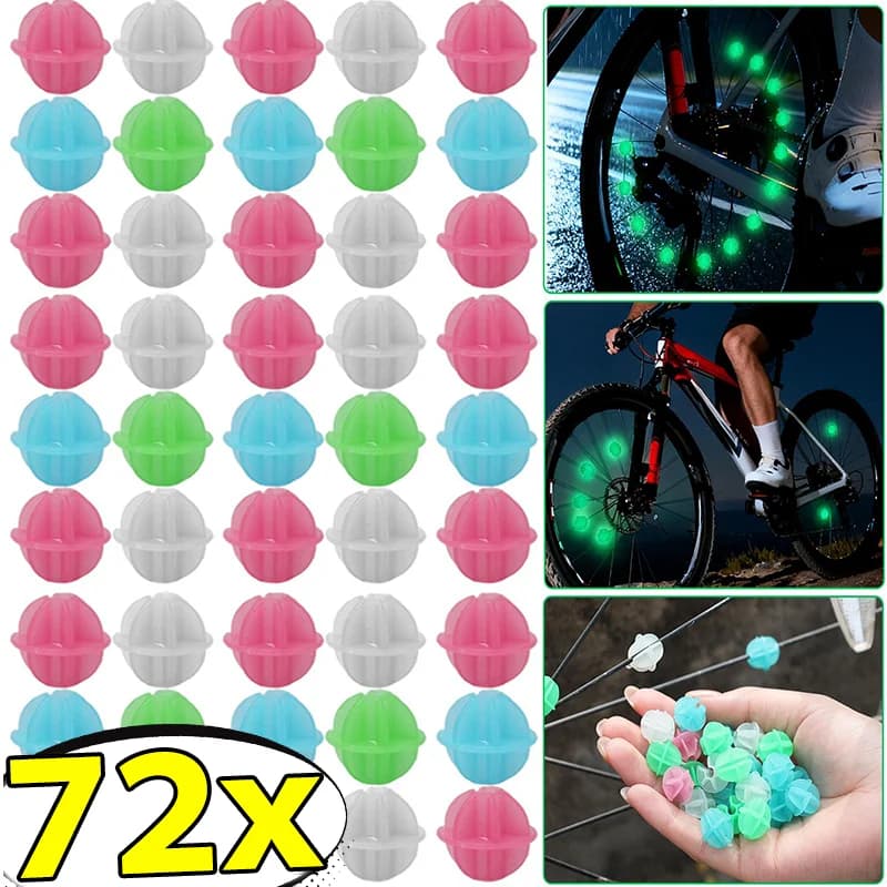 Decorazioni per ruote di bicicletta che si illuminano al buio, perline riflettenti per mountain bike, sicurezza per bambini, facili da installare, in plastica, 1,5 cm