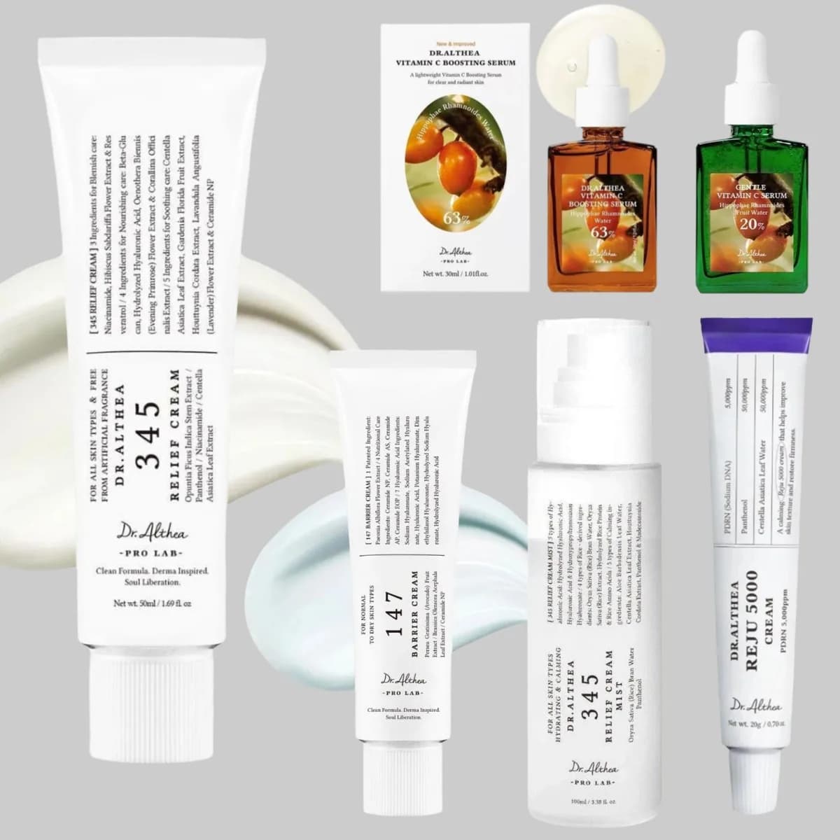 Dr. Althea 345 Relief Cream 147 Crema Riparatrice Barriera Cutanea Essenza Illuminante Viso alla Vitamina C Spray Coreano Originale per la Cura della Pelle