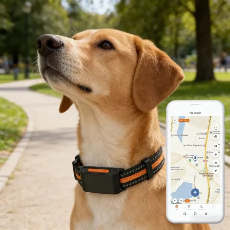 IP67 Waterproof GPS Pet Tracker Collar Real Time Location Activity Monitor Two Way Audio for Dogs Cats
