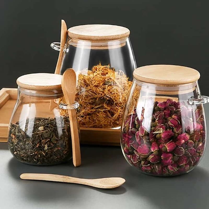 1pcs Airtight Food Containers Kitchen Storage Pots Glass Jar With Lid Sealed Canister Sugar Tea Cans Hermetic Kitchen Coffee Jar