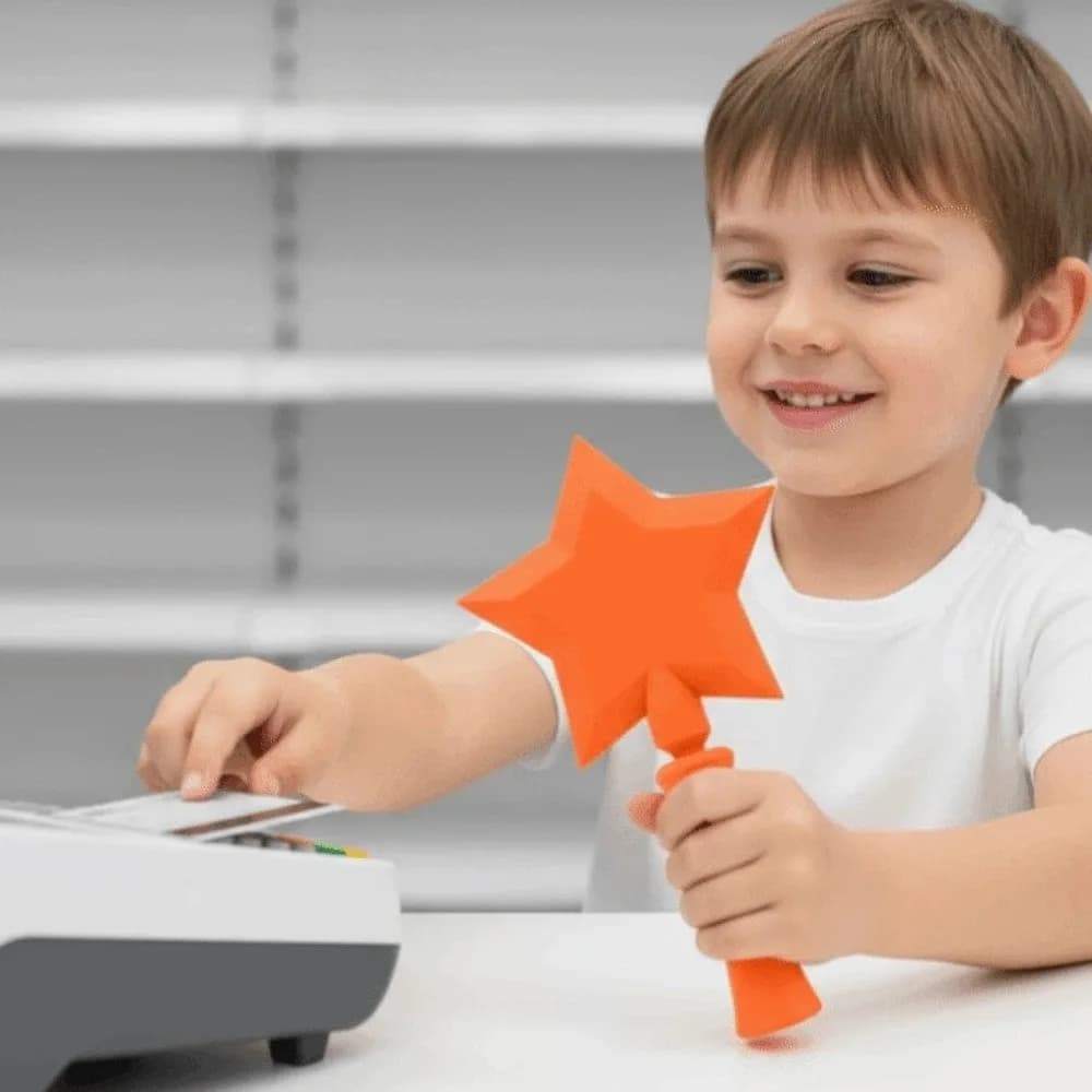 Supporto per Pagamento Contactless Portatile a Forma di Bacchetta Magica 3D Stampata, Colori Caramella, Divertente e Carino, per Viaggi