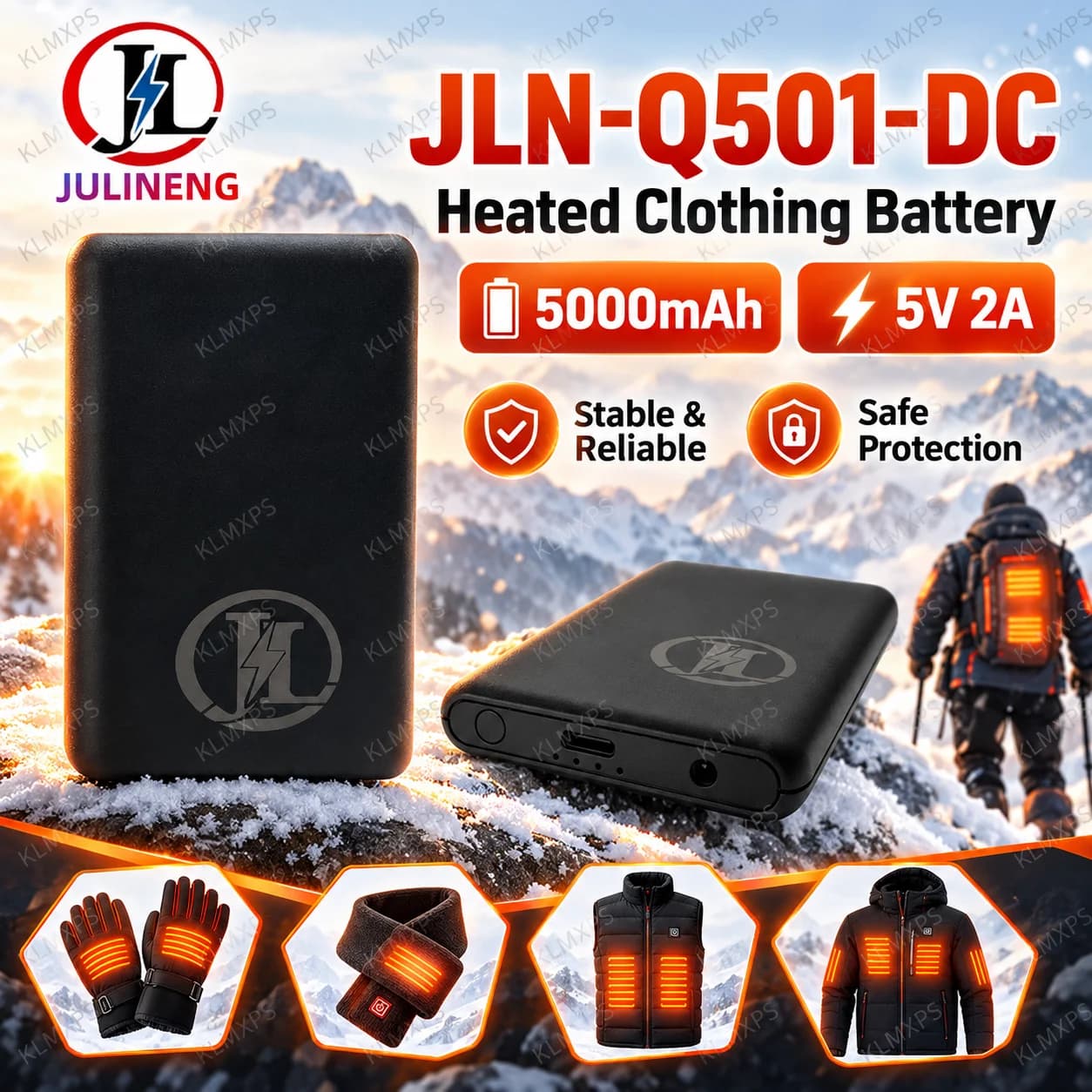Q501-DC Rechargeable Lithium Battery Long Battery Life for Heated Vest Protective Gear Winter Outdoor Power Supply Multi-Spec