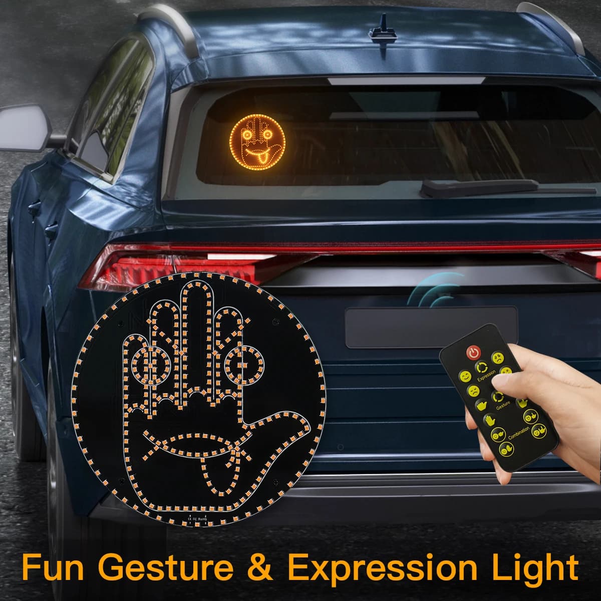 Luce per espressione delle dita dell'auto Telecomando Illuminazione a LED Gesto Luce Road Rage Gesto del dito medio Accessori per luci del palmo
