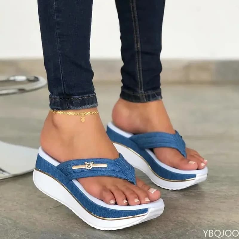 Sandali donna estate 2022 moda infradito sandali con plateau Casual all'aperto donna Plus Size zeppe pantofole da spiaggia Muje