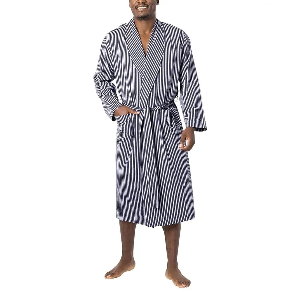 Accappatoio Estivo da Uomo con Tasche - Vestaglia Leggera 100% Cotone per Uomo, Accappatoio da Bagno Maschile