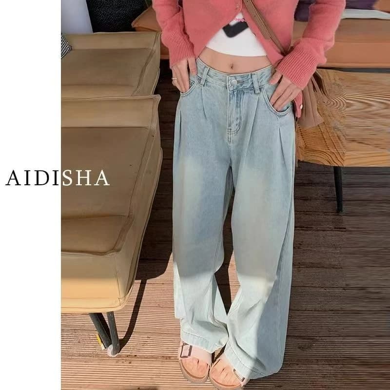 Jeans Larghi da Donna Taglie Forti a Vita Alta, Versatili e Modellanti, che Nascondono le Forme, a Gamba Dritta, in Denim Casual
