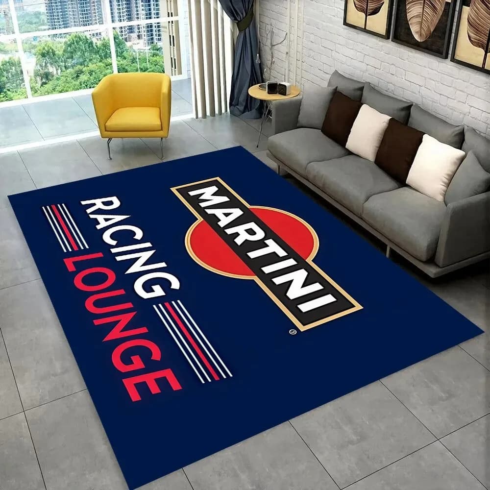Martini Racing Team Tappeto Tappeto Logo vintage Decorazione della casa Rosso Blu Stripe Sport Soggiorno Tappetino Tappeti per camera da letto