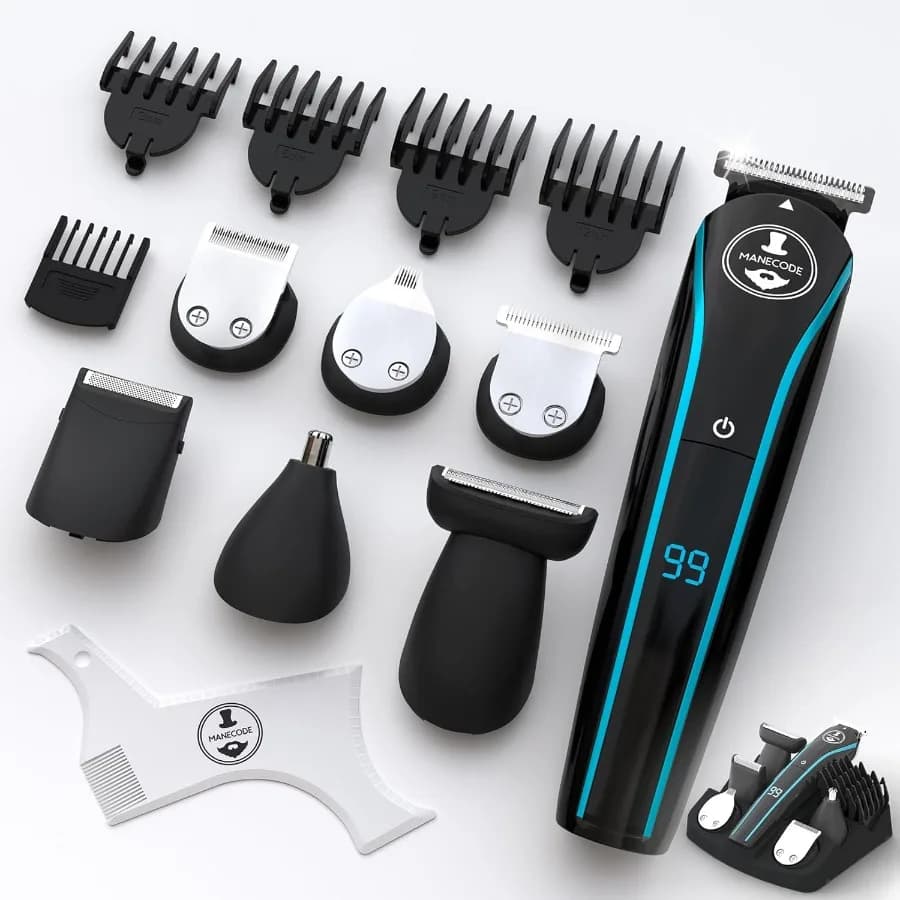 ® Haircut cutter and beard 11 in 1 for man with self-tapping blades ® Multi-game kit with USB-C waterproof LED display