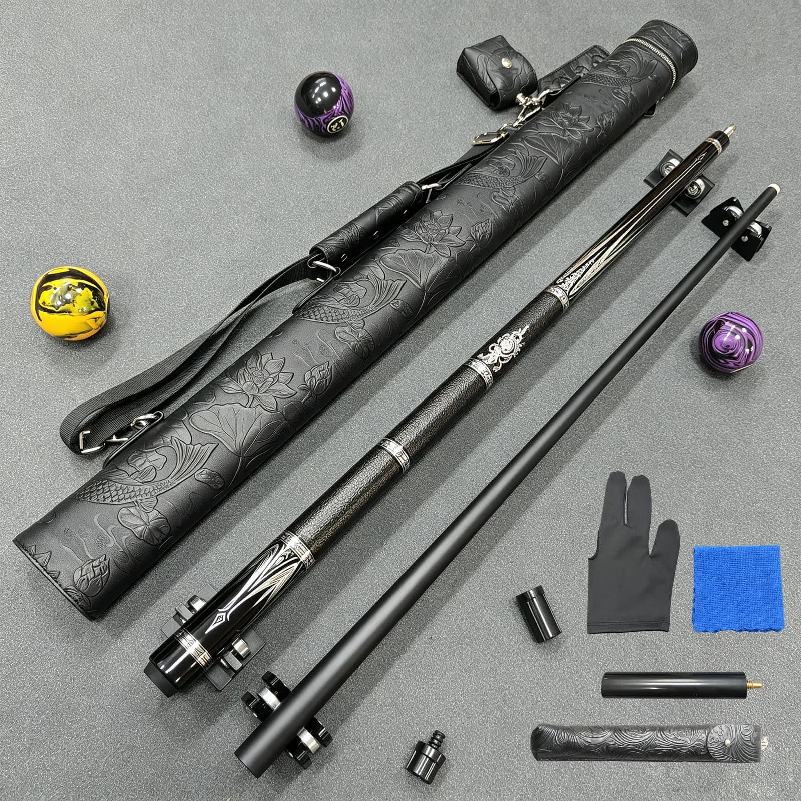 High-End Billiard Cue Set with 12.5mm Tip, 2-Piece Design for Easy Storage, an Ideal Gift for Festive Occasions