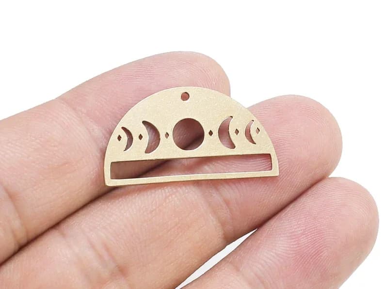10pcs 10pc Moon Phase Charm, Semi Circle Connector, Half Round Earring Charm, 28.8x15.6mm, Southwestern, Jewelry Supply -R2203