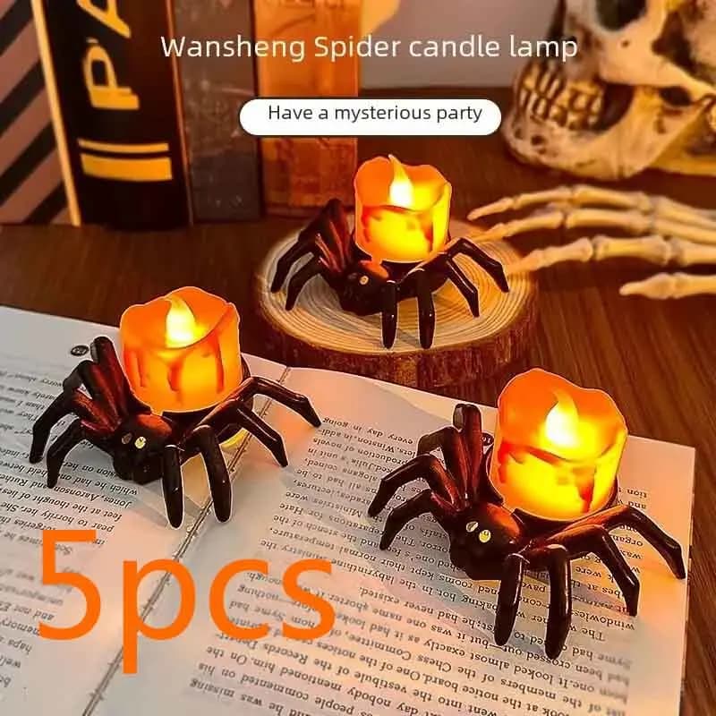 1-5pcs Halloween Decoration Spider Night Lights Party Supplies Decoration Props Bar, Haunted House, Horror Party Accessories