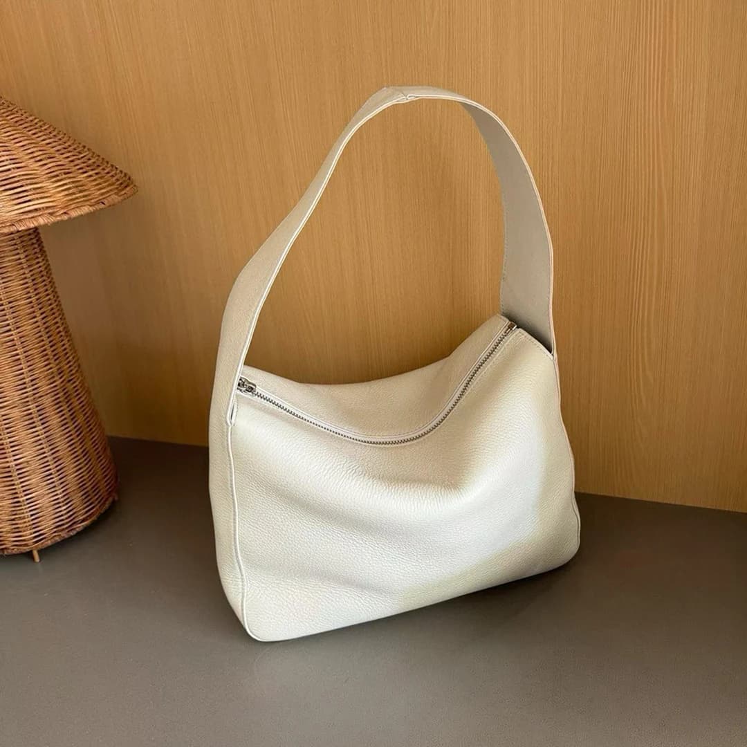 Women Genuine Leather Moon Bag Large Capacity Underarm Shoulder Handbag Soft Cowhide Vintage Minimalist Fashion Top Handle Purse