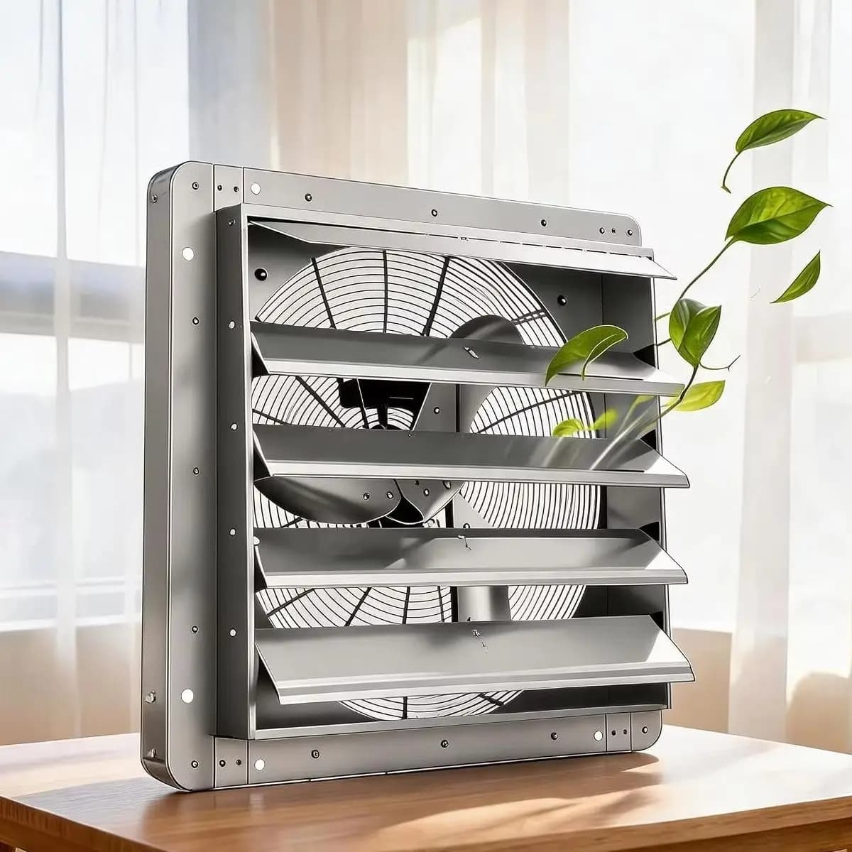 20 24 Inch Automatic Louver Exhaust Fan Wall Mounted Ventilation Fan High Speed Ventilator 3500 CFM Low Noise Energy Efficient Industrial Exhaust Fan with Aluminum Blades for Garage Warehouse Workshop Greenhouse Barn