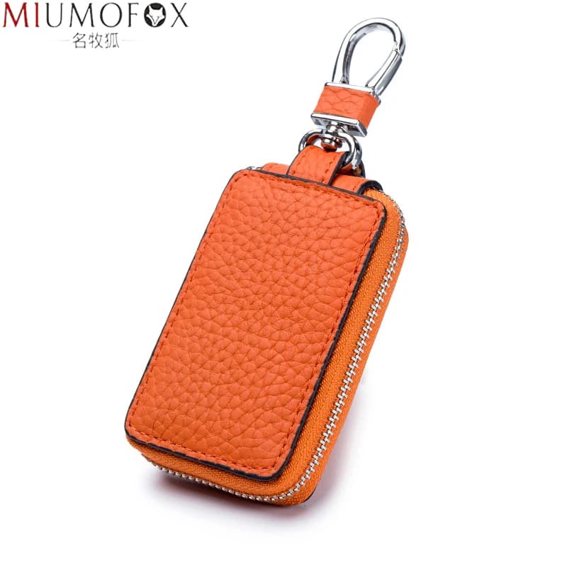 Custodia portachiavi da donna in vera pelle di moda Portafoglio da uomo Portachiavi per auto Nuova custodia per chiave arancione Borsa con cerniera Portachiavi Portafoglio versatile