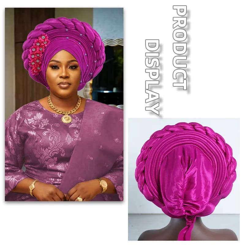 Turbante Floreale per Donne Pronto da Indossare, Copricapo Africano Auto Gele, Gele per Matrimoni Nigeriani, Copricapo Femminile, Hijab, Cappello
