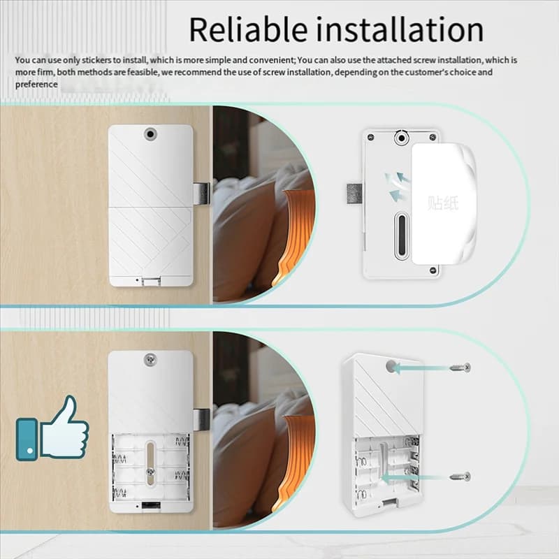 B29C-Tuya Smart Bluetooth Cabinet Drawer Lock IC Card NFC Sblocco, Ingresso senza chiave, Monitoraggio remoto dell'app di monitoraggio