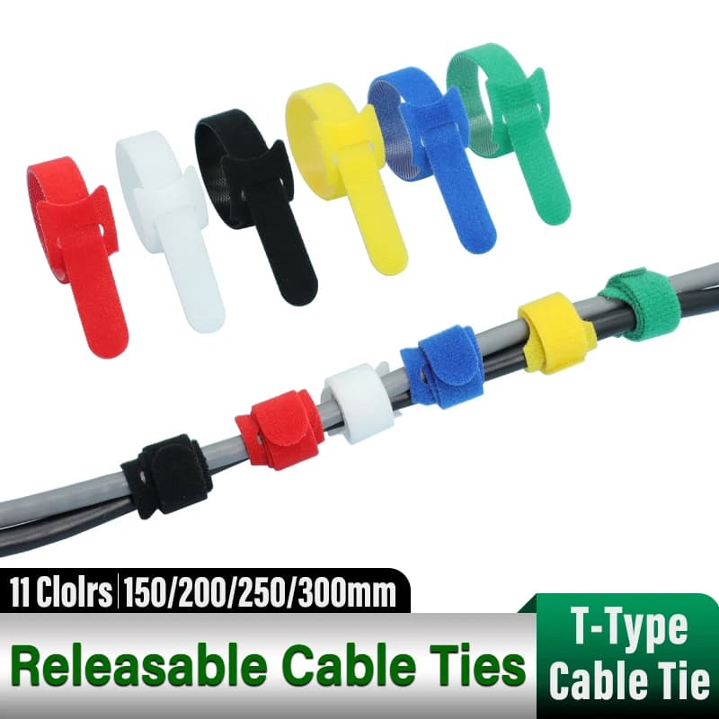 Fascette stringicavo in nylon riutilizzabili da 150/200/250/300mm per organizzazione cavi, auricolari e mouse - Nastro ad anello per gestione cavi