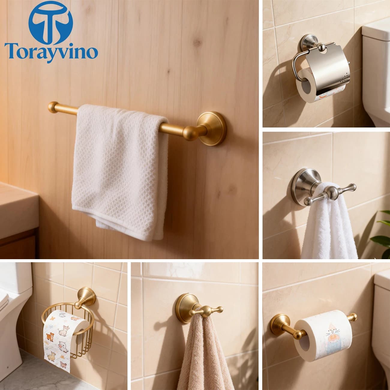 Torayvino portasciugamani da bagno gancio in ottone antico accessori Hardware manico contemporaneo portasciugamani cestino di carta montato a parete