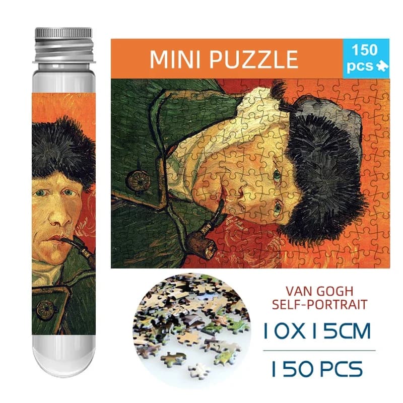 150pcs Mini provetta Puzzle Van Gogh autoritratto famoso dipinto gioco educativo Home Decor Festival Puzzle regalo per bambini