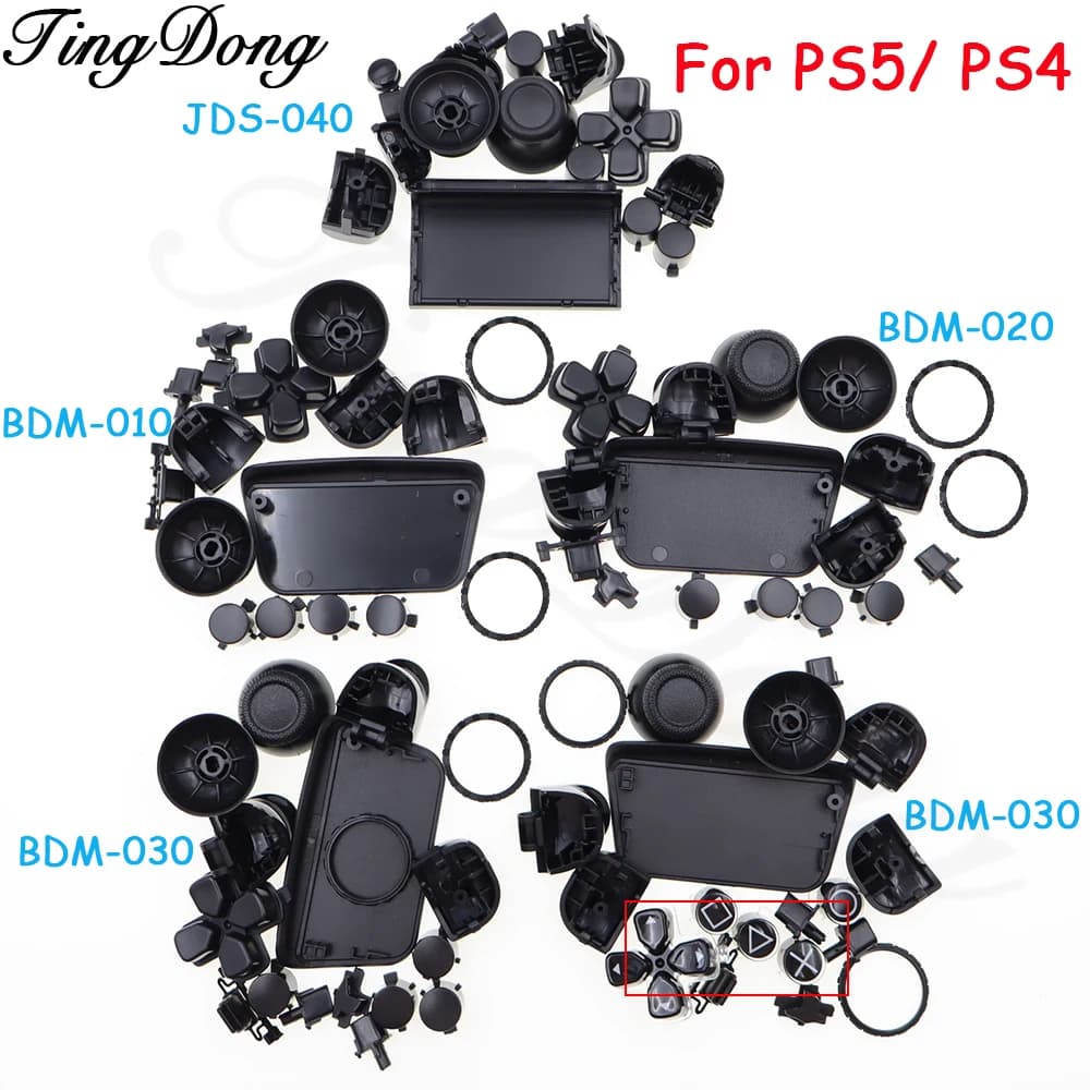 Set completo di pulsanti del gamepad di gioco per PS5 V1 V2 V3 BDM-010 020 030 Per PS4 Pro JDS-040 controller tappo a bilanciere chiave D-pad Trigger Key