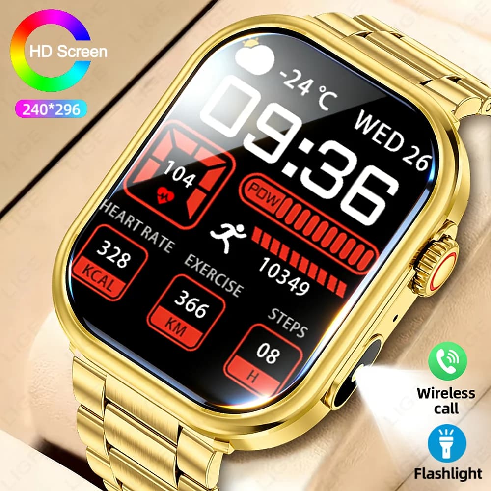 New Bluetooth Smartwatch, Full Touch Screen, Fitness and Music Monitoring, Waterproof, Compatible with Android and iOS