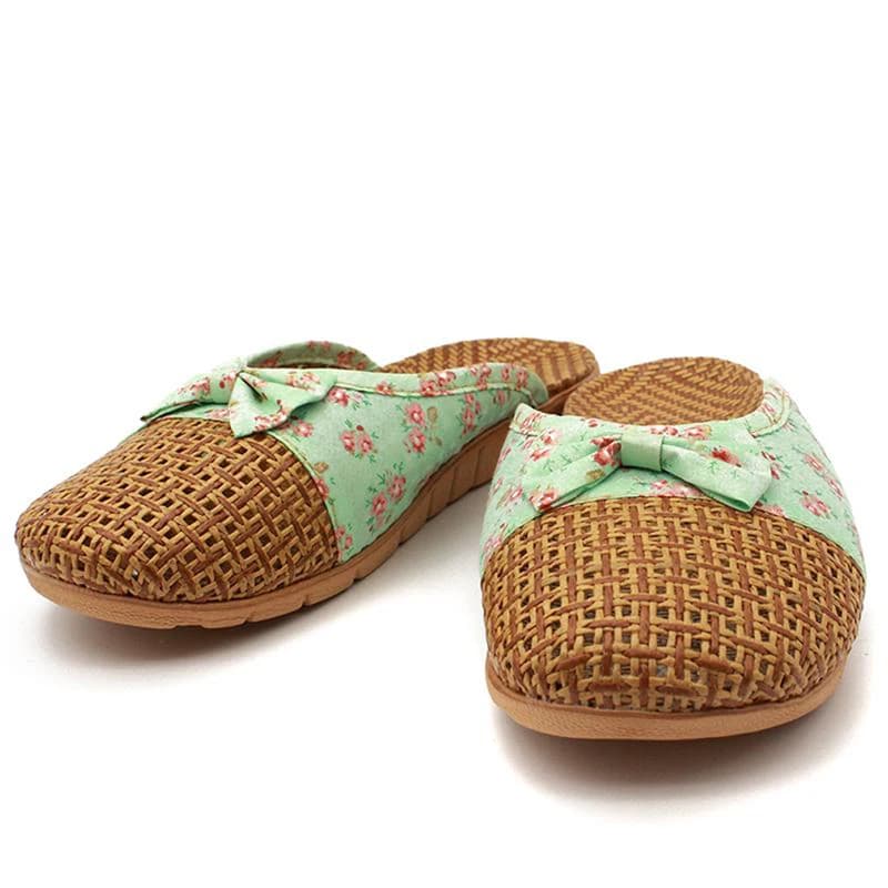 Pantofole da donna scivoli Casual fiocco di lino floreale lino Casual scarpe basse da interno donna sandali estivi per il tempo libero