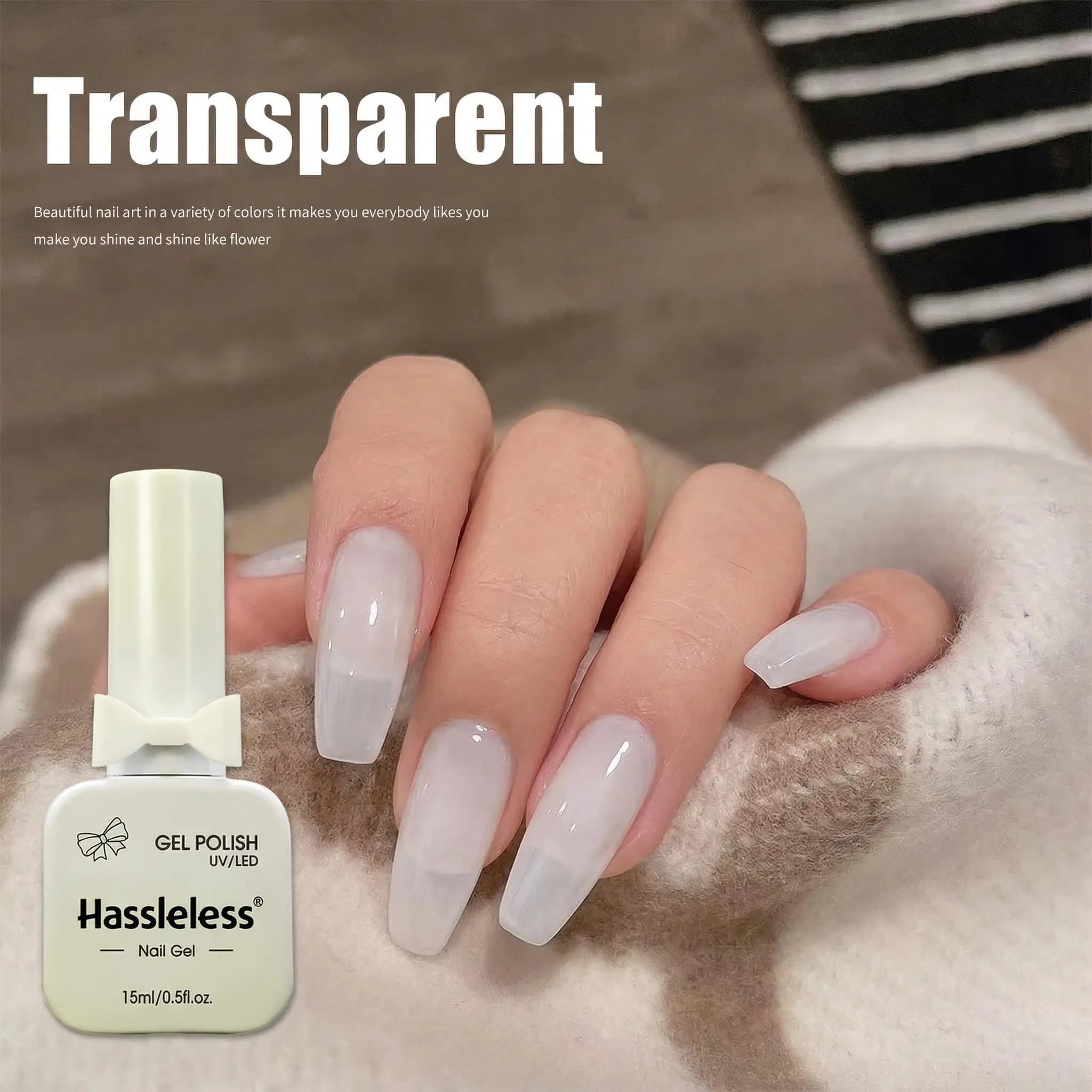 Hassleless Pudding Milky White nail gel enamel, pure color UV gel nail polish, for professionals, beginners, nail art do you, 15 ml