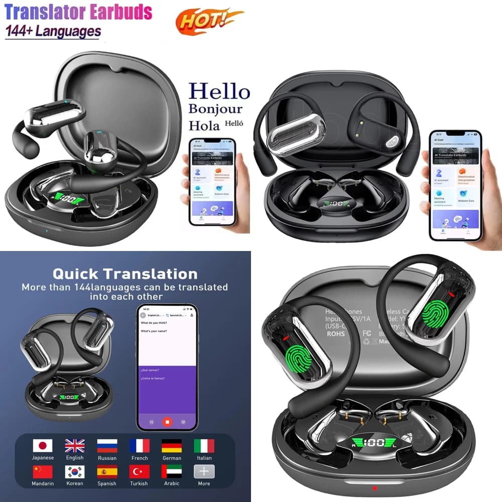 AI Language Translation Wireless Headphone OWS for iPhone Android with 144 Online Languages Real Time Earbuds Trending Products