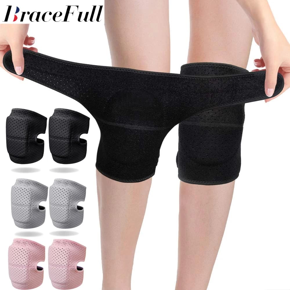 Adjustable Knee Pad, Anti-slip Padded Sponge Knee Support Breathable Elastic Knee Support for Football Volleyball Dance Skating