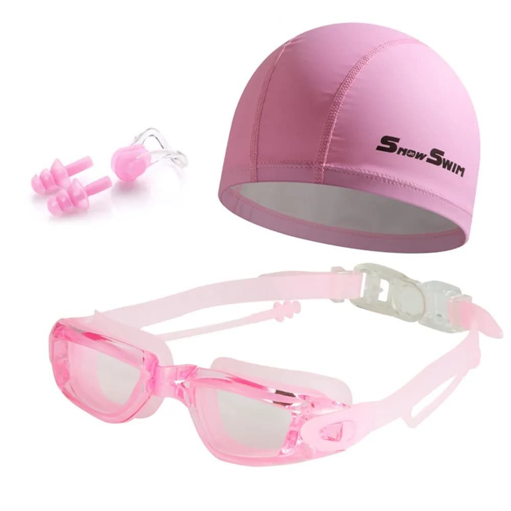 Anti-fog Adult Swimming Goggles Set Adjustable UV Protection Diving Eyewear with Nose Clip, and Ear Plugs Unisex