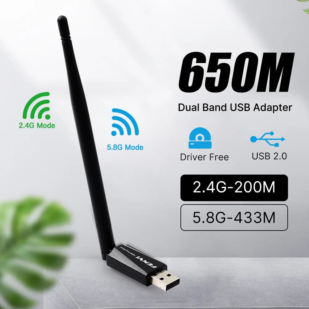 Adattatore WiFi USB 650M Antenna Wi-Fi 650M 600M RTL8811CU Scheda di rete wireless per laptop desktop Windows 7/8/10 Driver gratuito