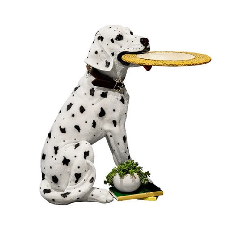 Accessori per la decorazione della casa semplici e moderni personalizzati Soggiorno Pezzo di accento decorativo per pavimento Scultura di statua di maggiordomo di cane in resina di grandi dimensioni