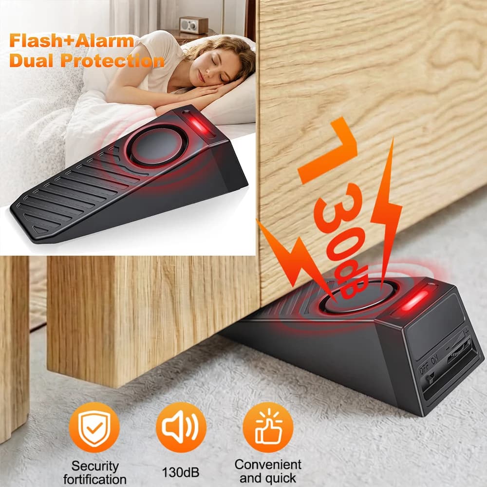 Allarme Antifurto Wireless per Porta 120dB, Fermaporta Portatile con Sensibilità Regolabile, Dispositivo di Sicurezza Domestica