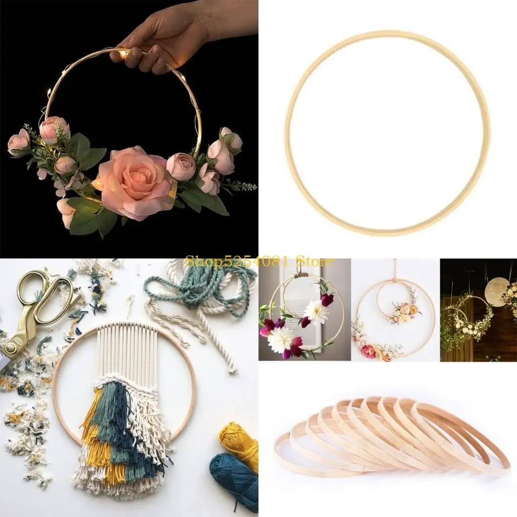 AXYC 10/15/18/20cm Macrame Bamboo Hoop Craft Dream Catcher Ring Circle DIY Material