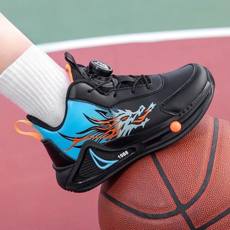 Kids Boys Basketball Shoes Waterproof Leather Lightweight Non Slip Sneakers for Middle Big Kids Autumn Winter Sports Running
