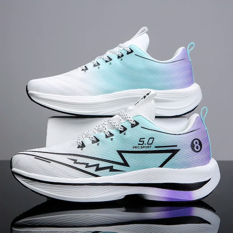 Men's Shoe Amortization With Carbon Plate Running Shoes On Road Fashion Printed Stringed Tennis Shoes Fashionable Breathable Sports Shoes