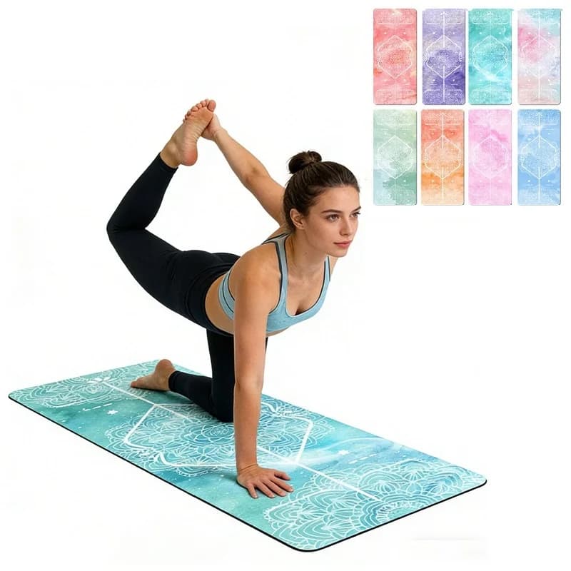 Tappetino Yoga in Gomma Effetto Scamosciato, Pieghevole, Antiscivolo, Resistente all'Usura, Ultra Sottile, Portatile, Morbido, 68/80cm*1.5mm