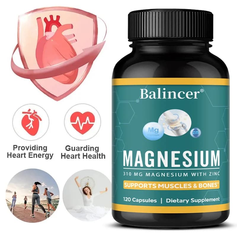 Magnesium Capsules-Glycinate, Malate, Citrate, Support Bone, Muscle & Heart Wellness, Assist Body Relaxation, Stable Mood State