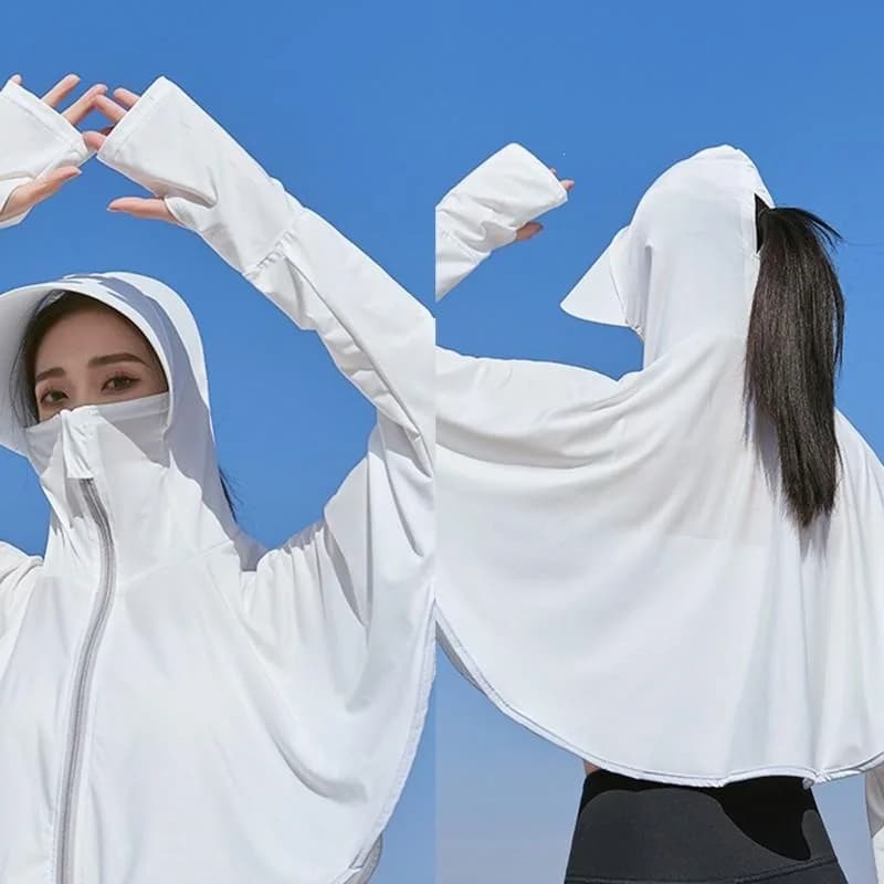 Felpa con Cappuccio Estiva Anti-UV da Donna, Abbigliamento Protettivo Solare alla Moda, Design con Cappello Rimovibile, Abbigliamento per Bambini