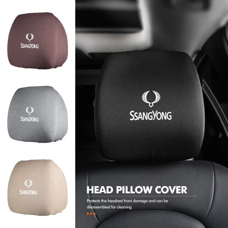 Car Headrest Cover Dustproof Cover Front Seat Head Rests Interior Accessories For SsangYong Rexton Kyron Rodius Tivoli Musso