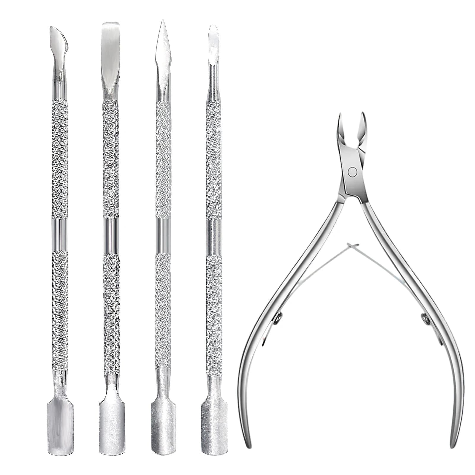 4/5Pcs Nail Professional Stainless Steel Nail Cutter Scissor Nippers Muti Function Cuticle Pusher Remover Nail Care Manicure