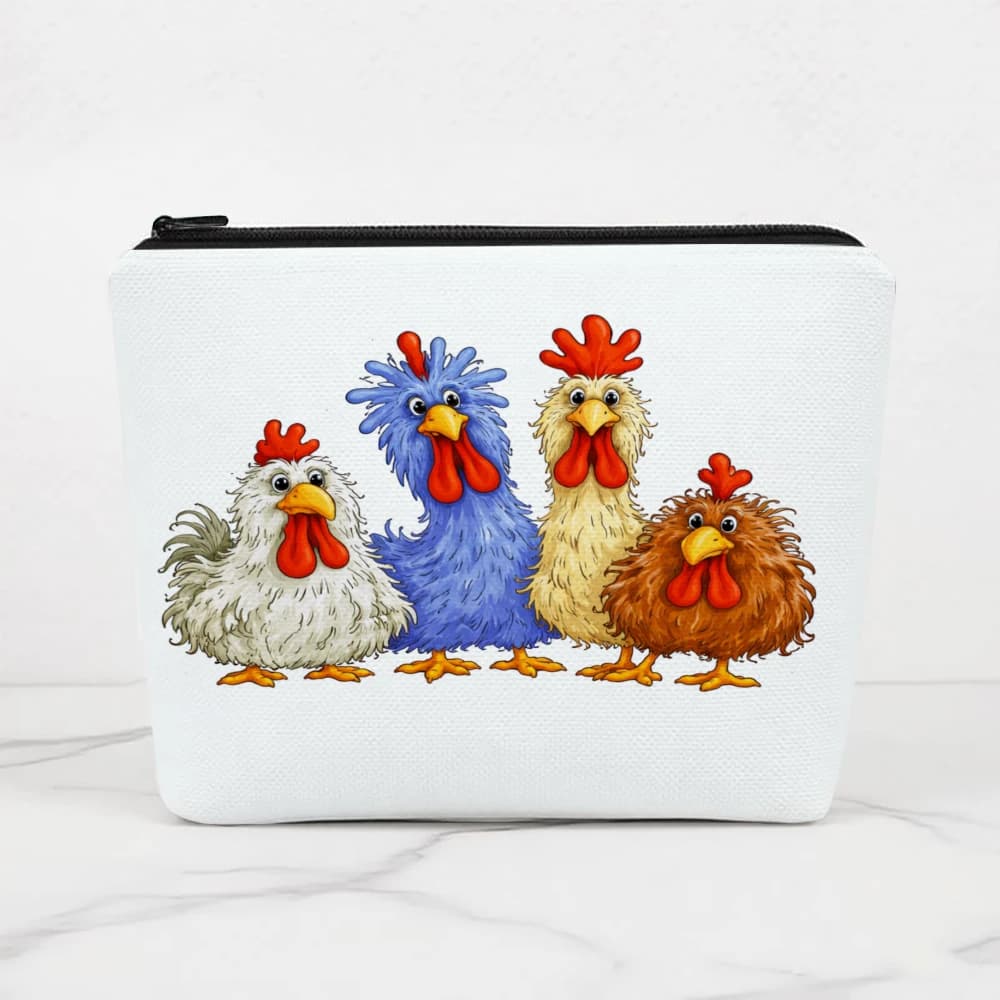 Borse per il trucco con galline colorate che stanno insieme, per ragazze, pochette per cosmetici, borsa da toilette, astuccio per matite, custodia da viaggio