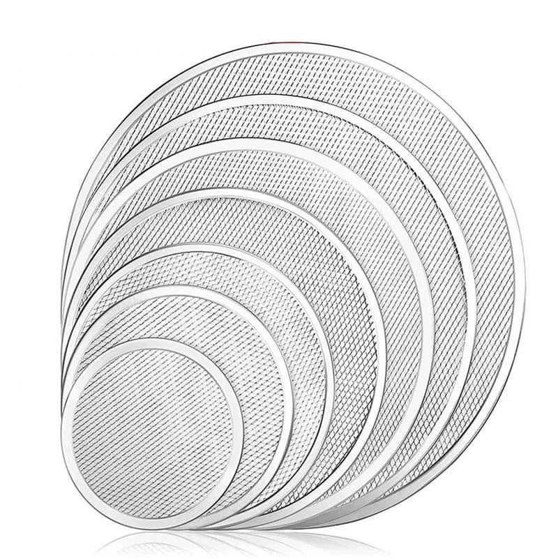 10Pcs Pizza Baking Pan Mesh Aluminum DIY Pizza Screen Baking Tray Metal Net Non-stick Mold Oven Hollow Pie Mesh Baking Tool