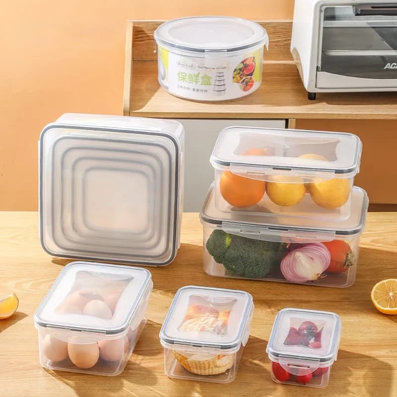 5 pz/set scatola di immagazzinaggio sigillata frigorifero trasparente con coperchio contenitore per il pranzo per microonde organizzatore da cucina contenitori per la conservazione degli alimenti