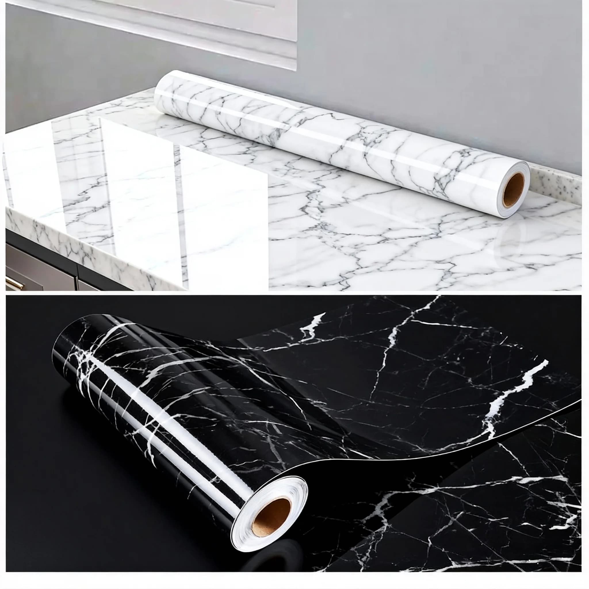 Carta da parati autoadesiva in vinile marmo da 40 cm Carta da contatto impermeabile Adesivi murali in PVC per cucina Soggiorno Pellicola decorativa per la casa