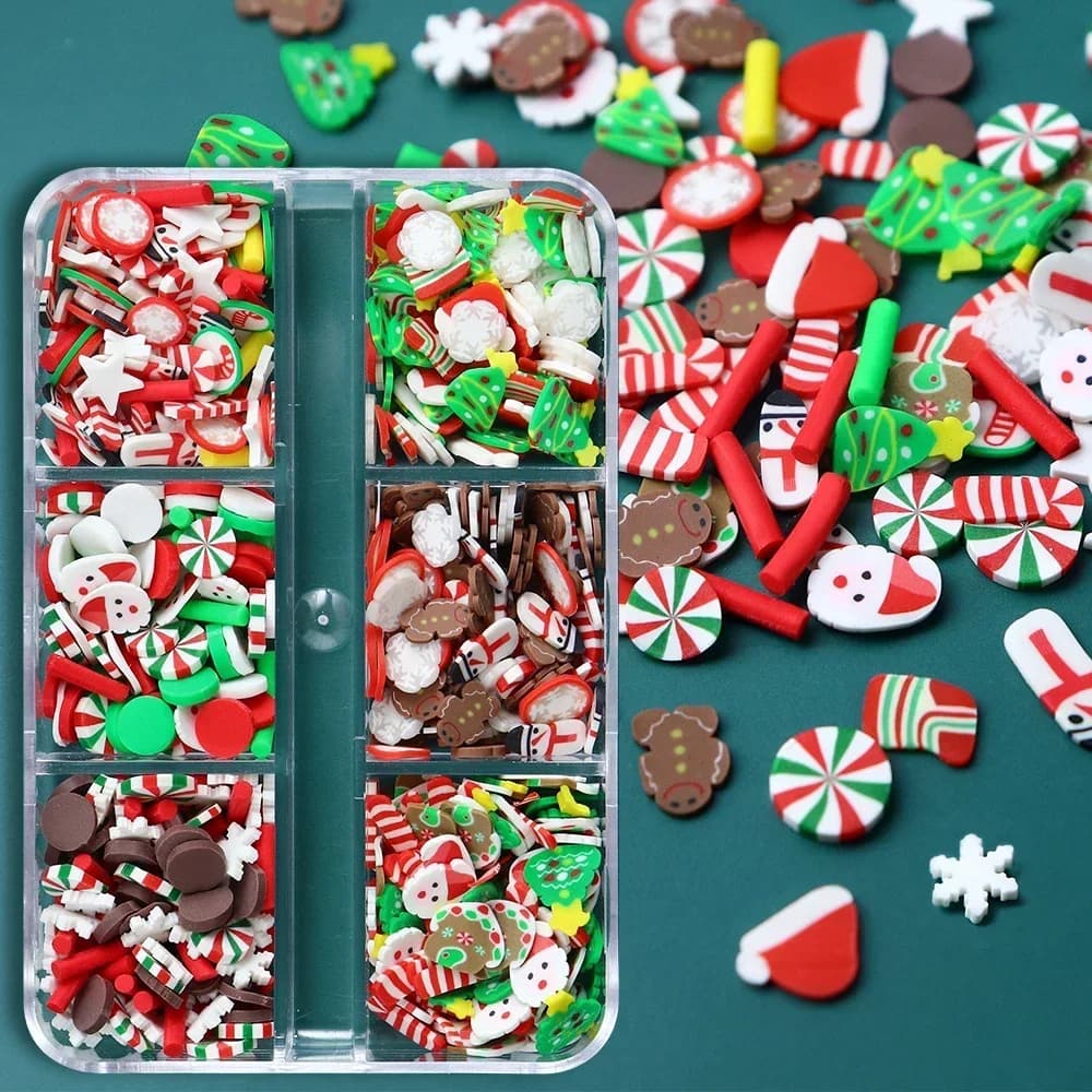 Christmas Polymer Clay Slices Epoxy Resin Filler Cute Snowflake Gingerbread Holiday Slime Materials DIY Crafts Manicure Supplies