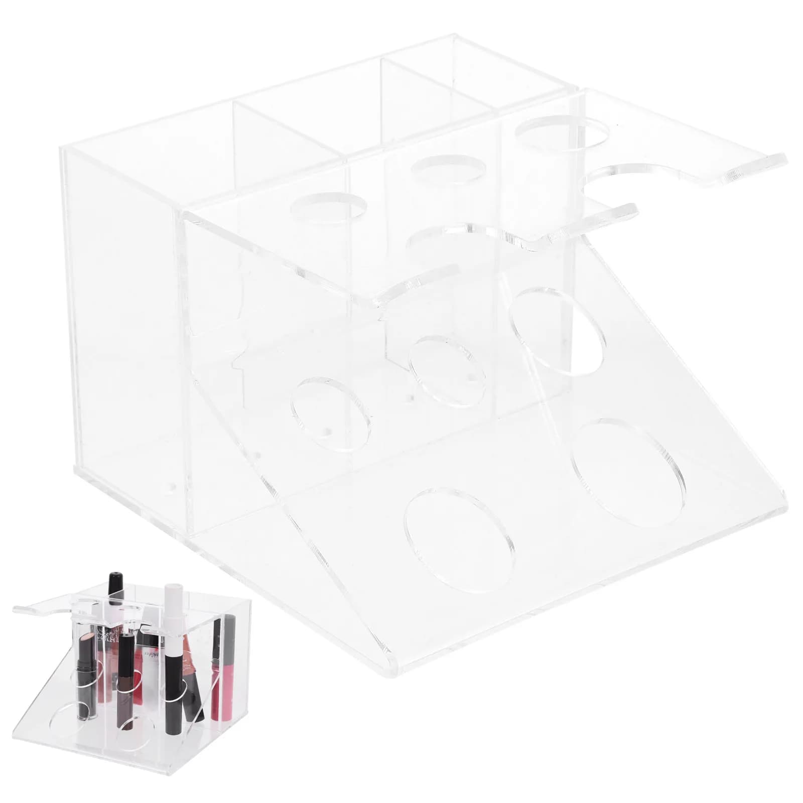 Porta rasoi trasparente, organizer compatto in acrilico per bagno, porta pennelli trucco, custodia multiuso per articoli da toeletta e scrivania