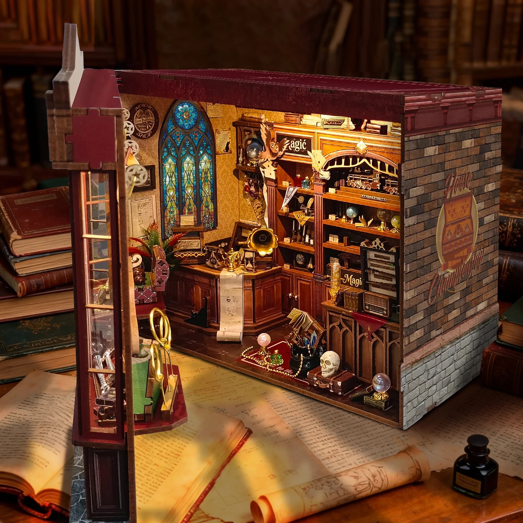 Casetta Magica in Legno Fai-da-Te, Miniature e Fermalibri Assemblabili, Regalo di Compleanno per Amici, Decorazione per la Casa